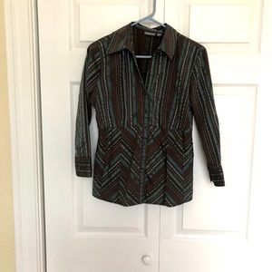 Apt 9 Brown & Teal Button Up Shirt Size Medium